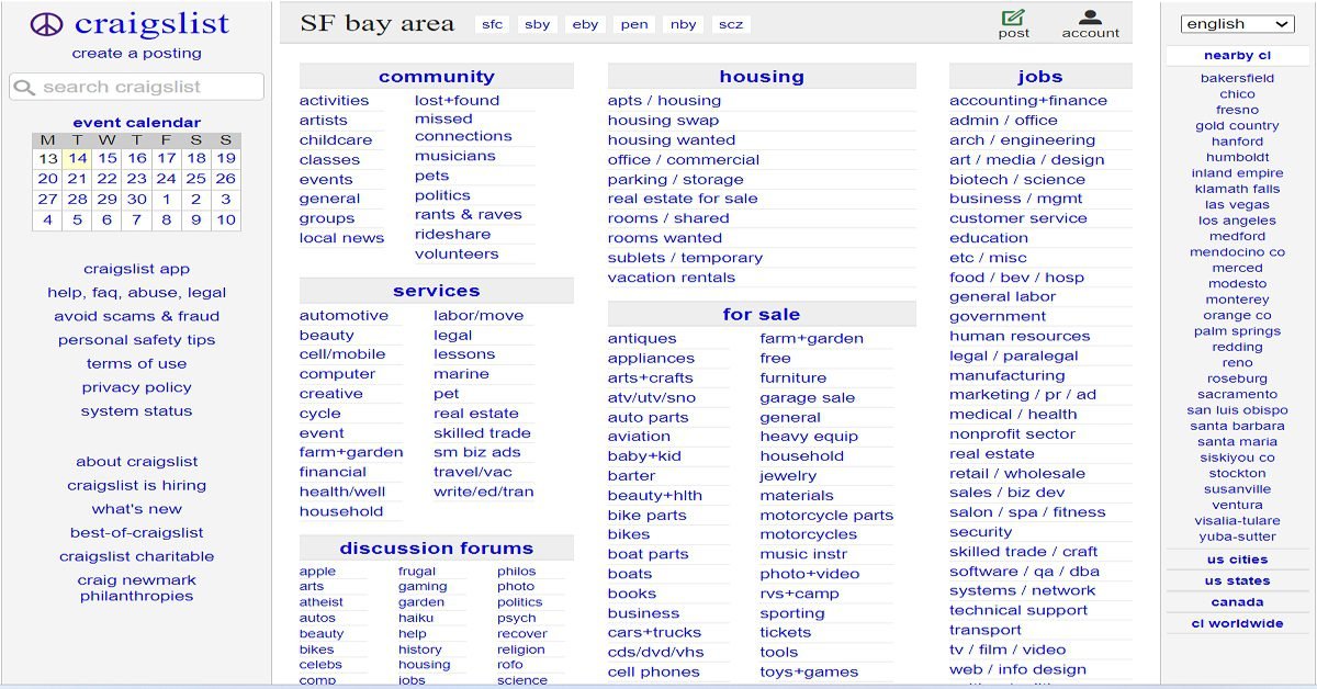 Craigslist Homepage