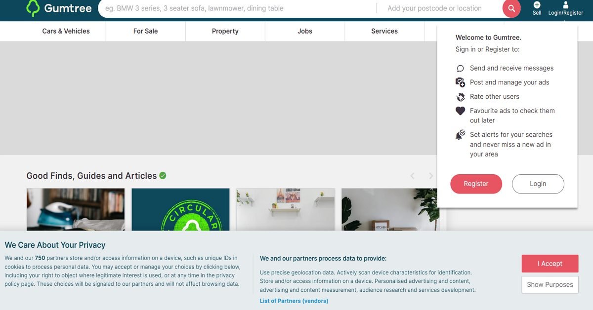 Gumtree Homepage