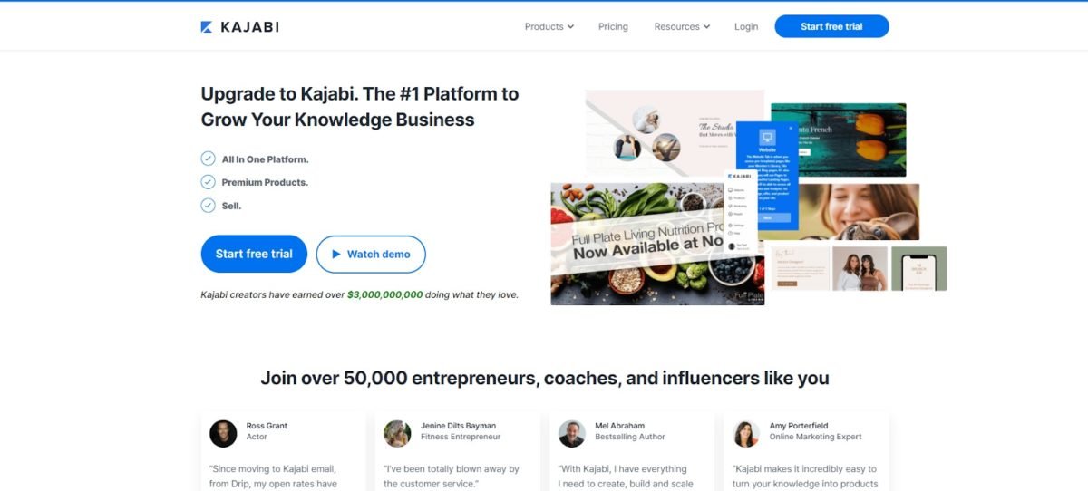 Kajabi homepage