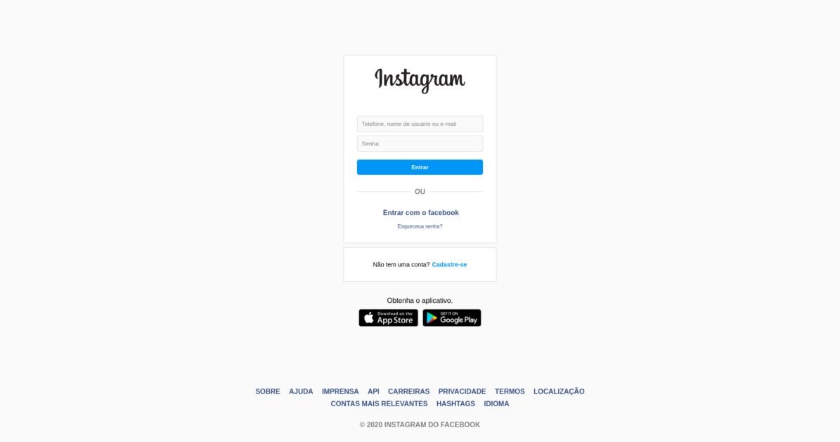 instagram login page