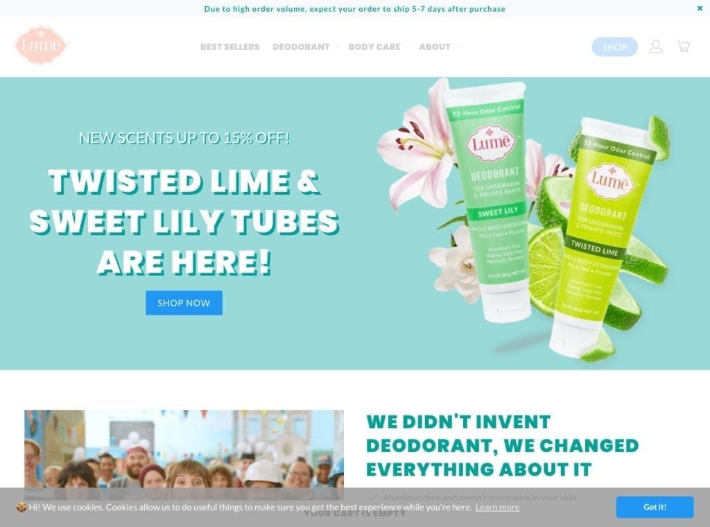 lume deodorant ecommerce example