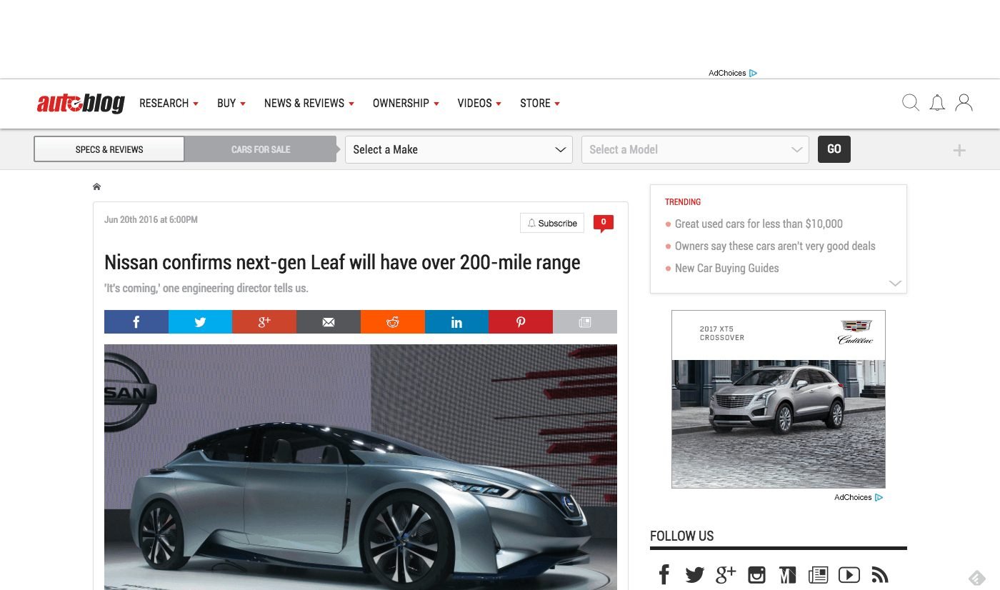 Autoblog.com's Interactive Homepage