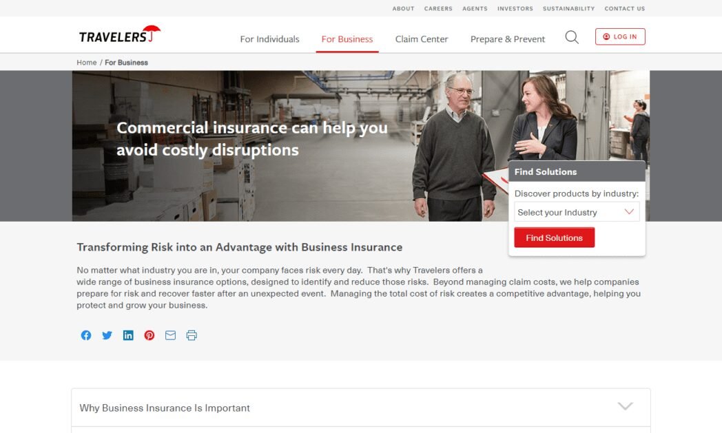 Travelers Business Insurance Homepage