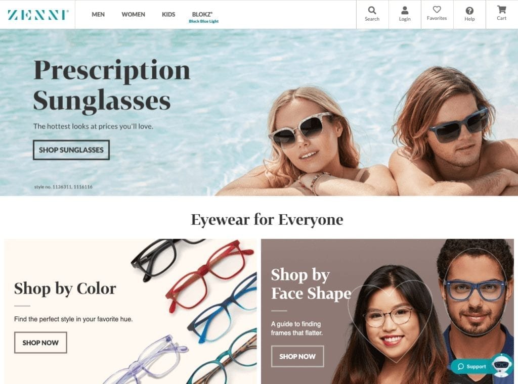 zenni optical ecommerce example