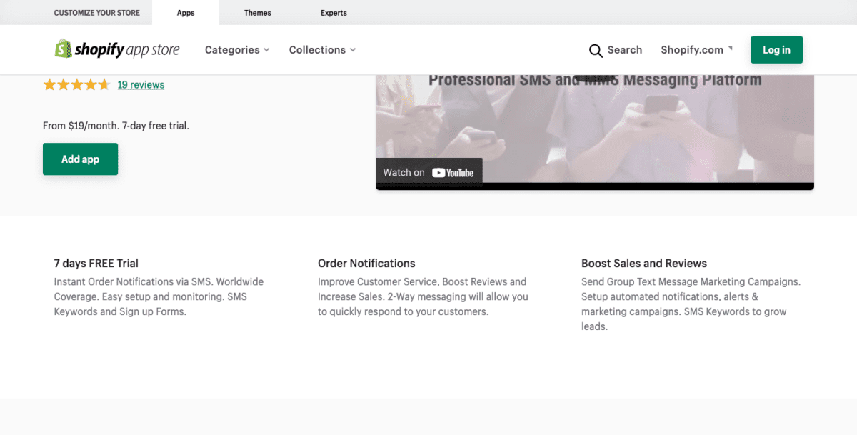 apps.shopify.com send sms notificationsScreenshot