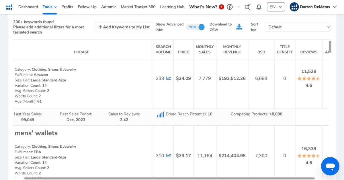 Helium 10 Black Box Keyword Research