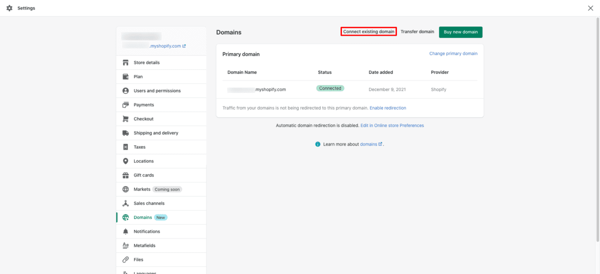 Connect Domain to Shopify