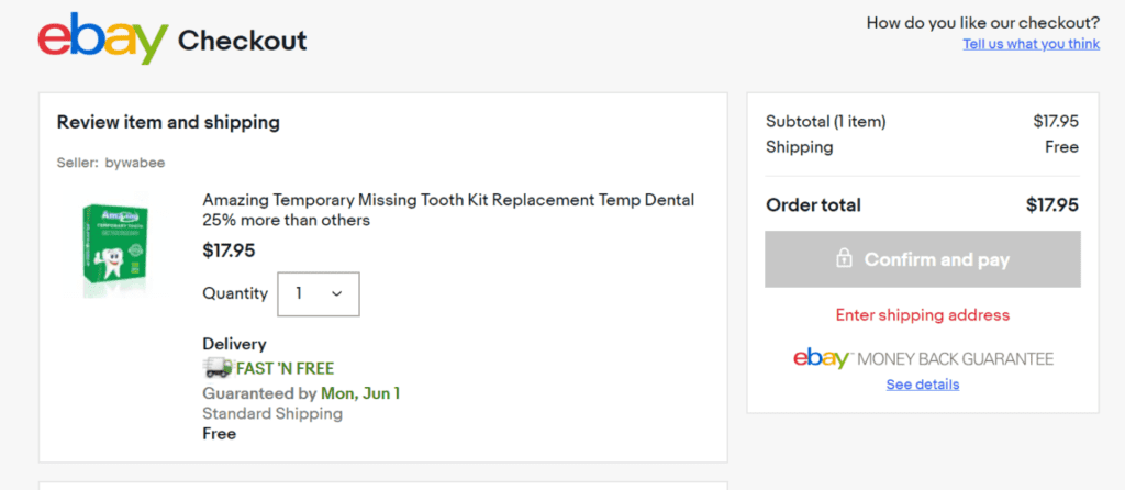 eBay checkout page