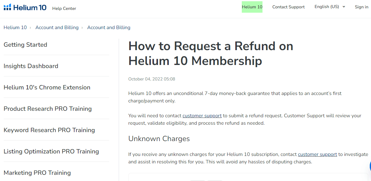 Helium10 Refunds