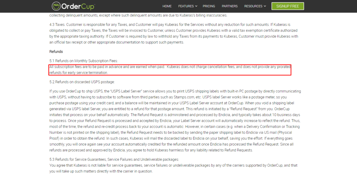 OrderCup Refund Policy