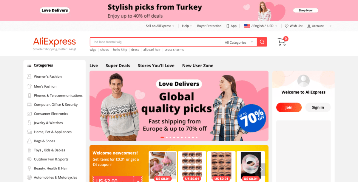 AliExpress Homepage