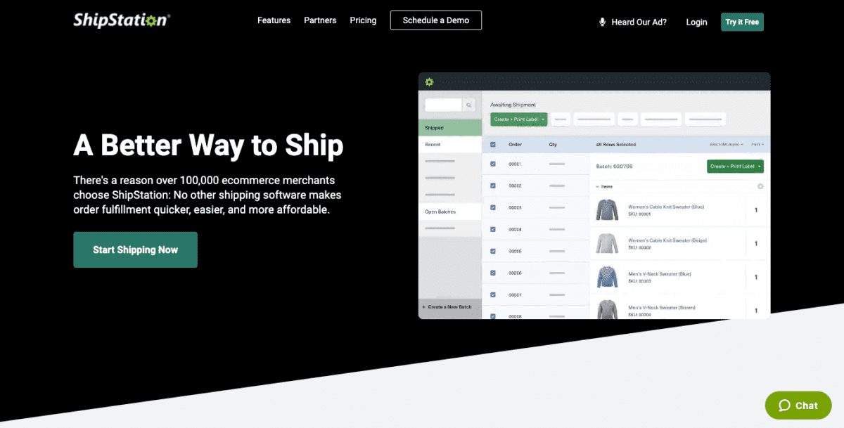 Shipstation homepage