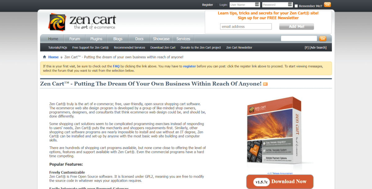 www.zen cart.com Screenshot